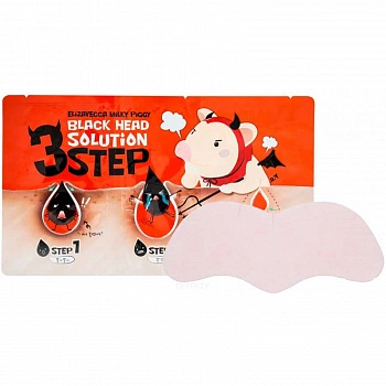 Набор очищающих патчей для борьбы с чёрными точками на носу 1шт Milky Piggy Black Head Solution 3 Step Nose Strip 1ea