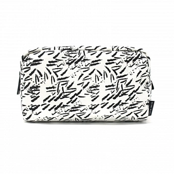 Тканевая косметичка квадратной формы с принтом размер L (Белый) Fabric Painting Square Pouch L (White)