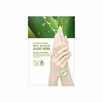Маска для рук с экстрактом алоэ Real Squeeze Aloe Vera Moisture Hand Mask